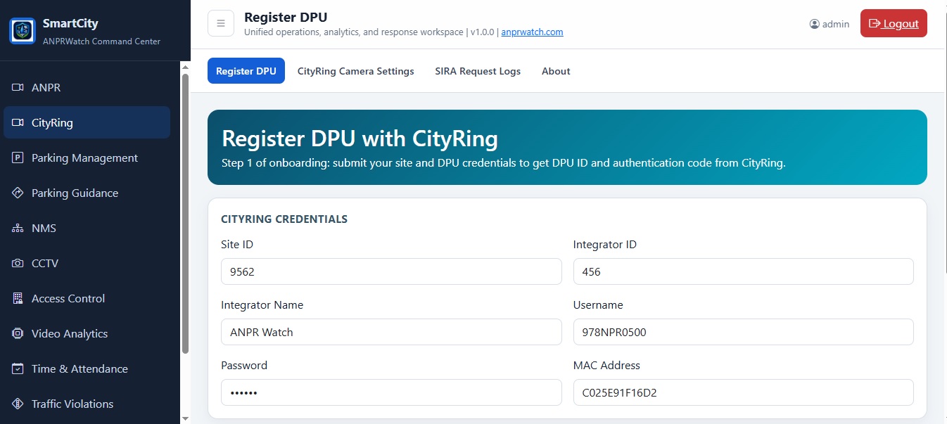 CityRing DUP Reg screenshot