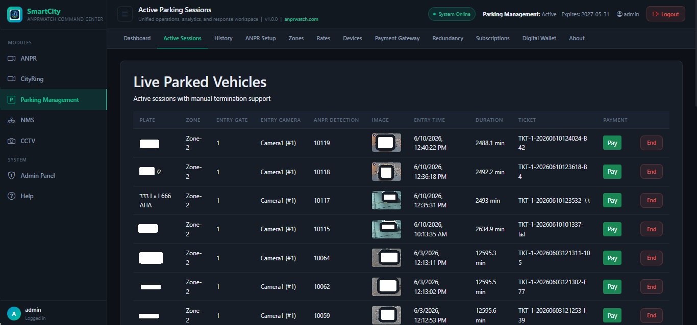 ParkingActiveSessions screenshot